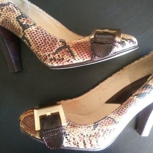 KORS Snake Print Leather Pumps